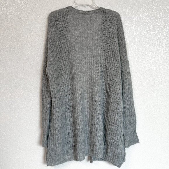 Free People Alpaca Blend Cardigan Medium Open Front Waterfall Soft Minimalist - Picture 3 of 9